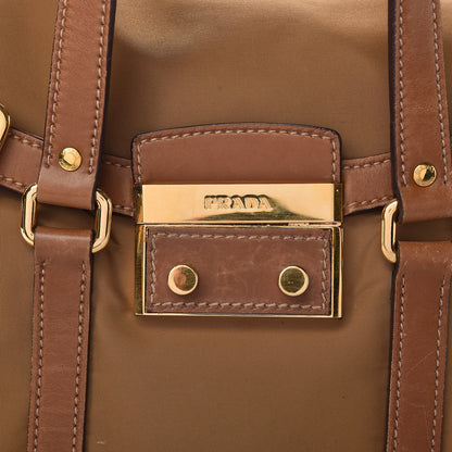 Prada Tessuto Nylon Calfskin Shoulder Bag Brown 13 of 30