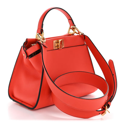 Fendi Vitello Seta Suede FF Mini Peekaboo Iconic Satchel Tulipano Miele Moro 3 of 12