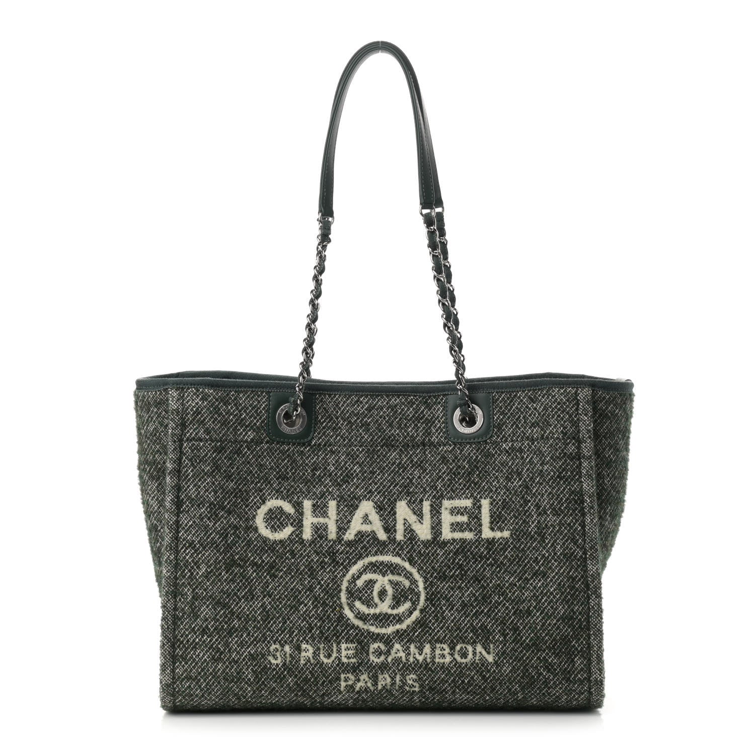 Chanel Mixed Fibers Calfskin Small Deauville Tote Green 1 of 11