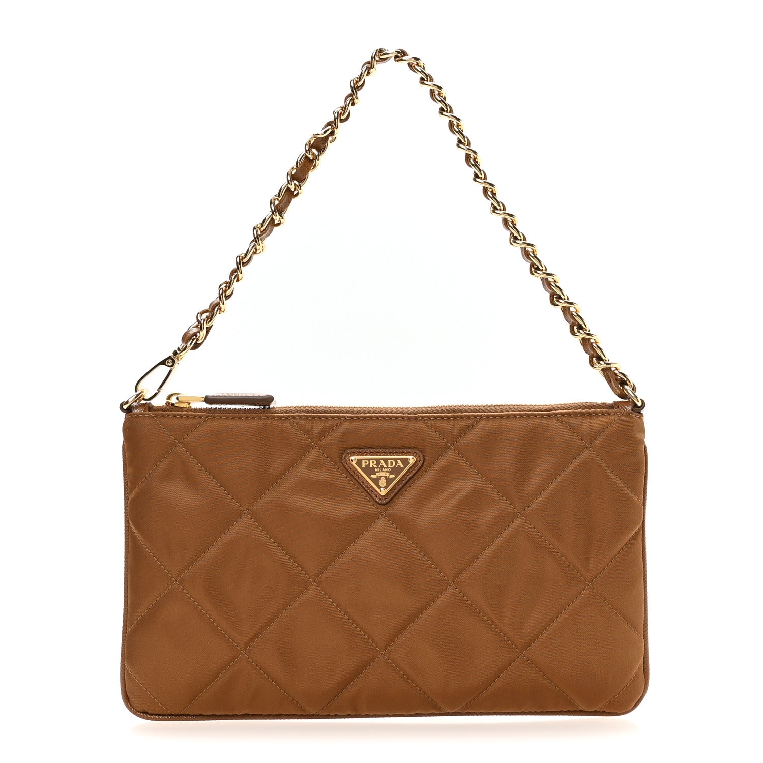 Prada Re-Nylon Tessuto Impuntu Quilted Re-Edition 1995 Chaine Pouch Brandy 1 of 11