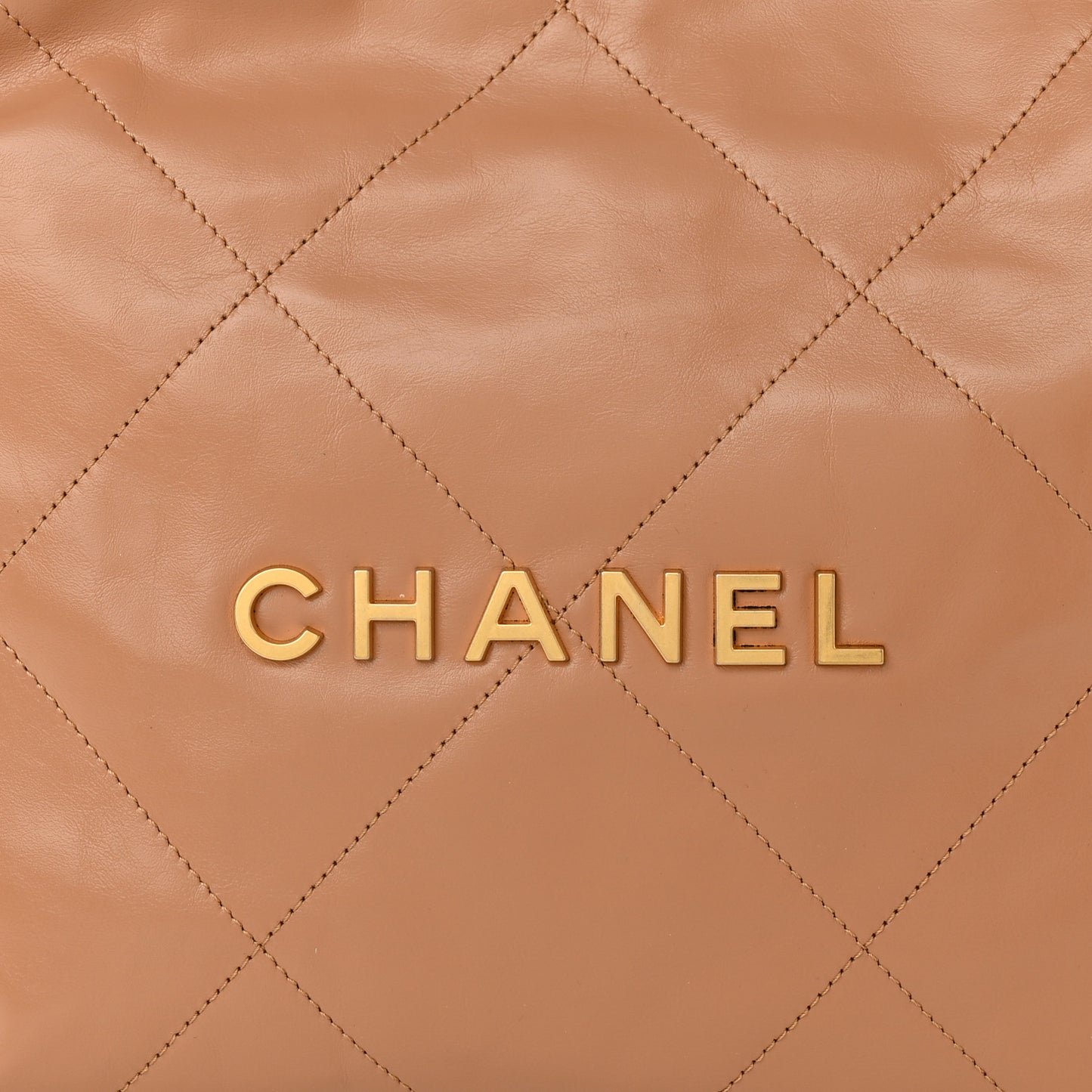 Shiny Calfskin Quilted Small Chanel 22 Beige