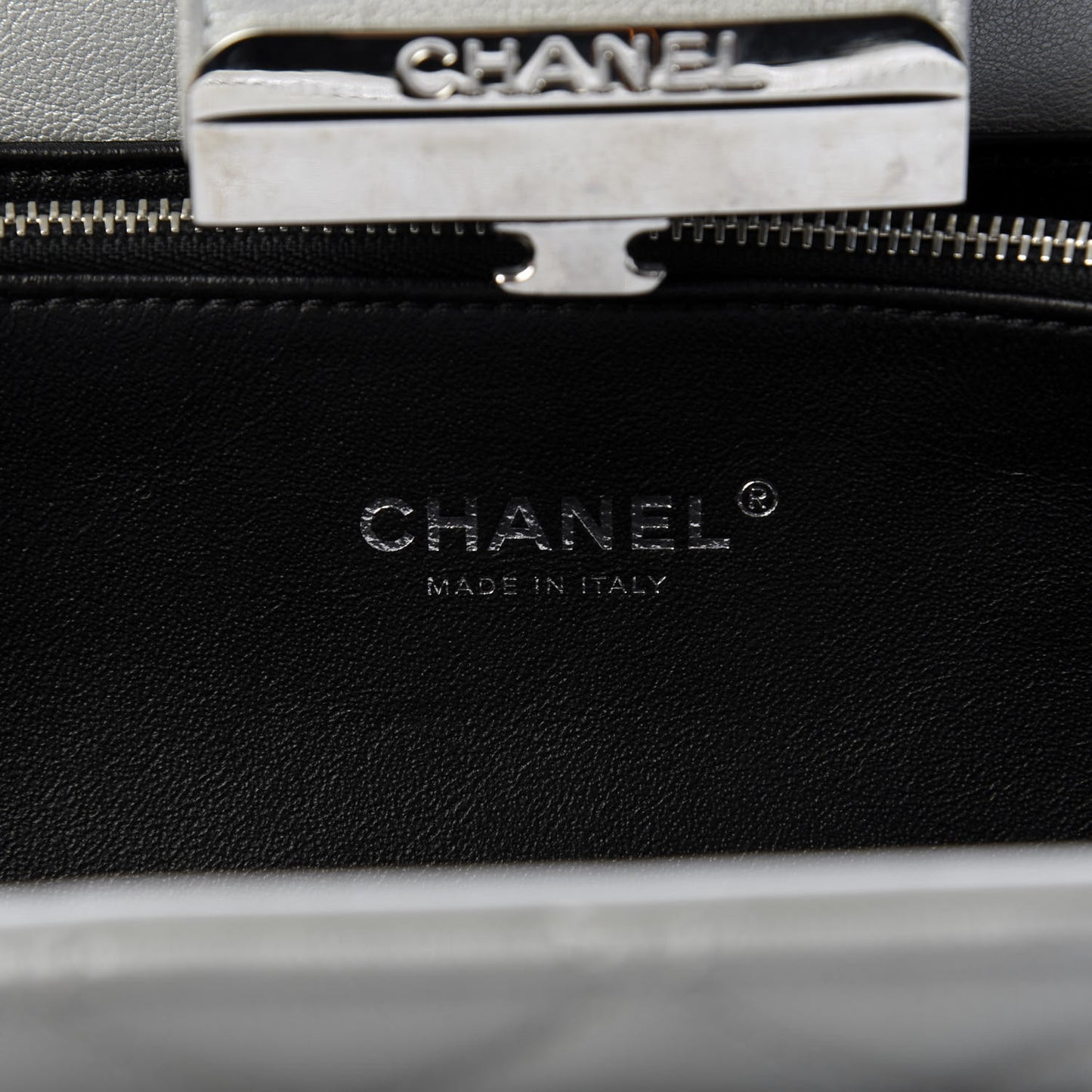 Metallic Sheepskin Quilted Beauty Lock Clutch Silver