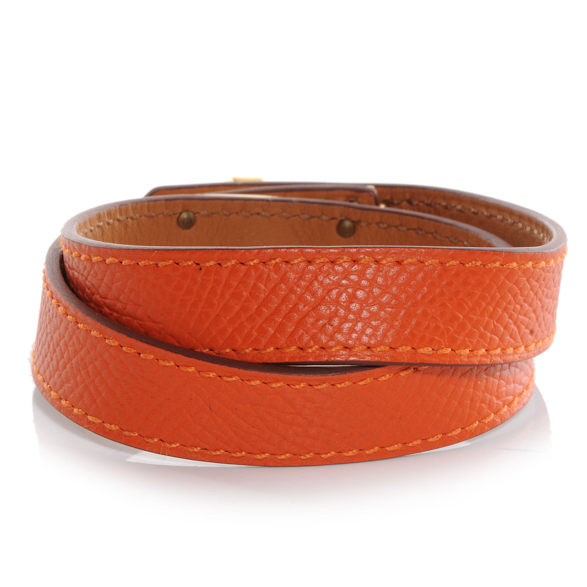 Hermes Epsom Kelly Double Tour Bracelet S Orange 3 of 8