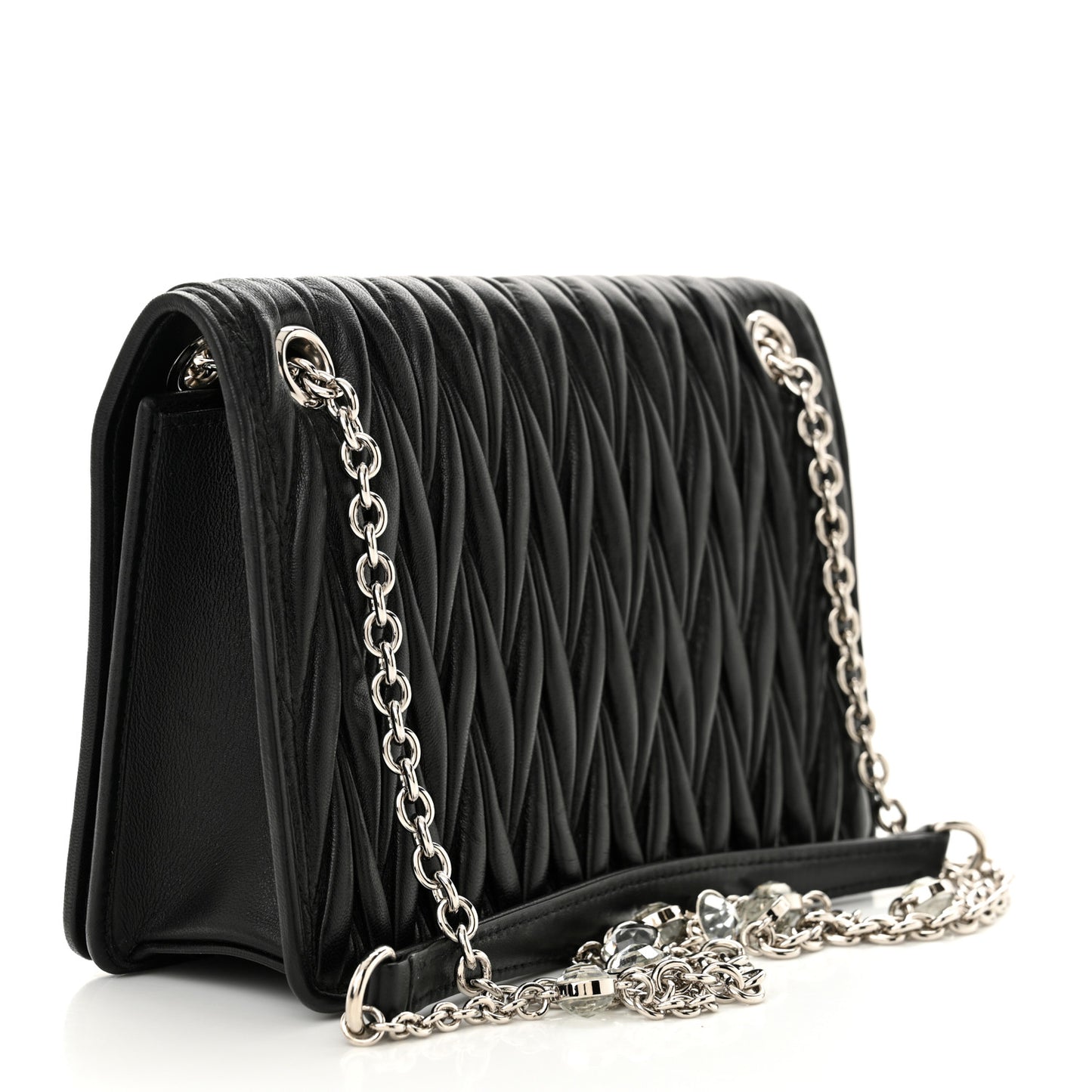 Nappa Matelasse Crystal Mini Chain Bag Black
