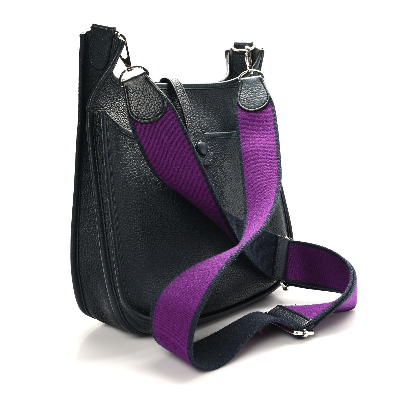 Hermes Taurillon Clemence Amazone Evelyne III PM Bleu Obscur Ultraviolet 3 of 9