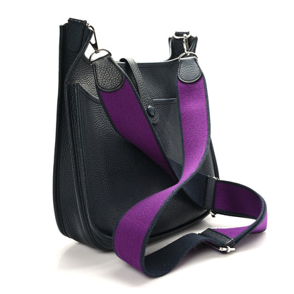 Hermes Taurillon Clemence Amazone Evelyne III PM Bleu Obscur Ultraviolet 3 of 9