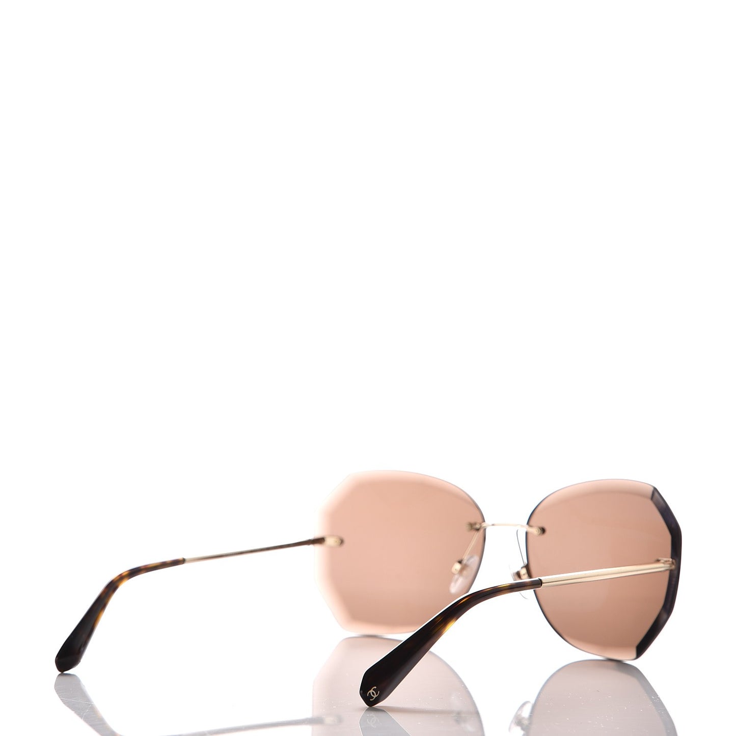 Metal Spring Round Sunglasses 4220 Gold Brown