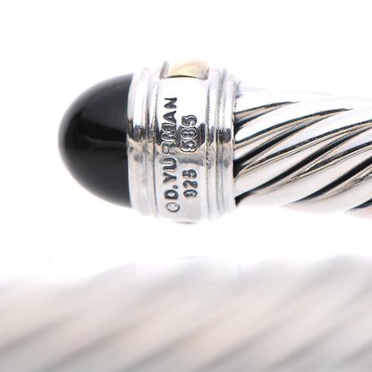 David Yurman Sterling Silver 14K Yellow Gold Black Onyx 7mm Cable Classics Bracelet 5 of 5