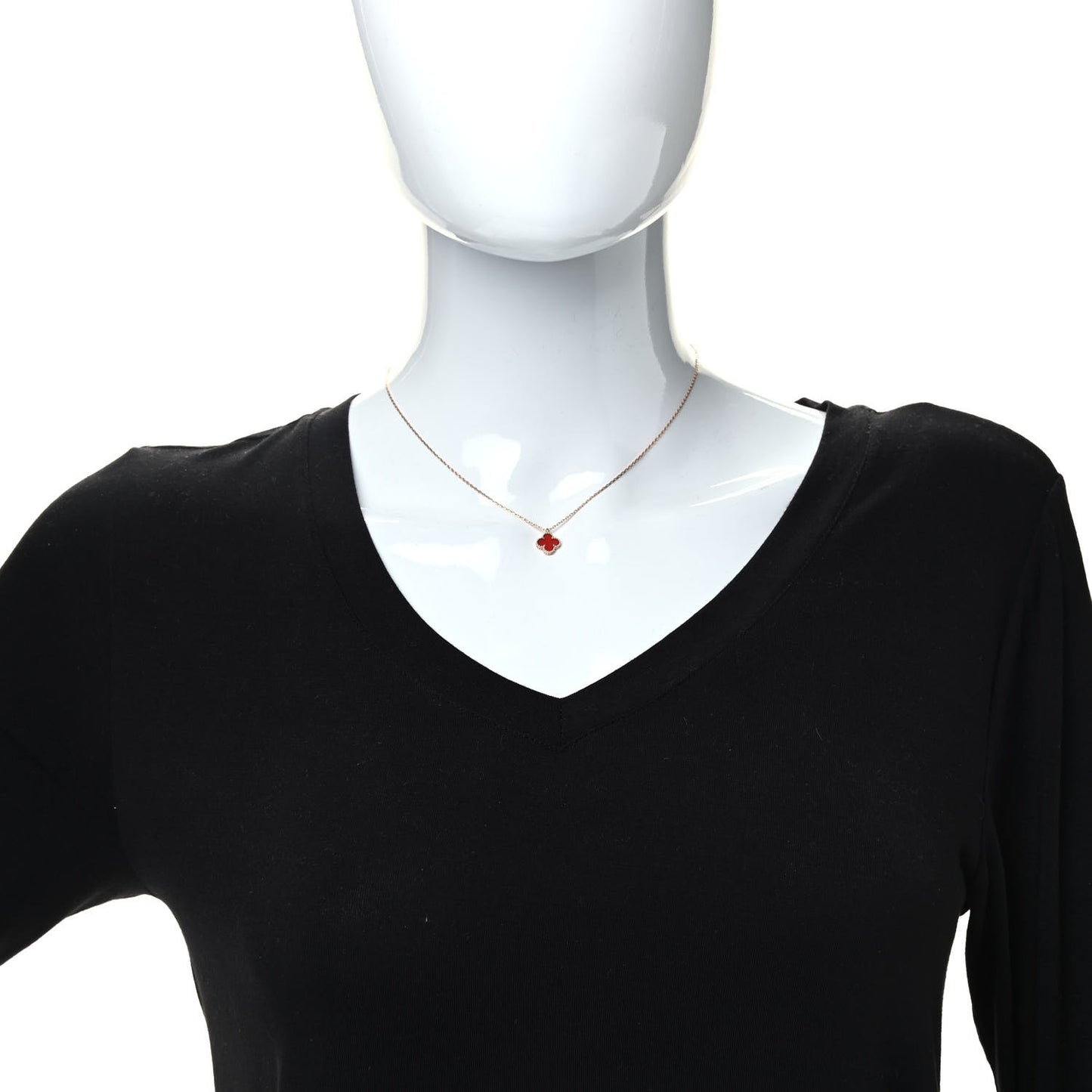 18K Rose Gold Carnelian Sweet Alhambra Pendant Necklace