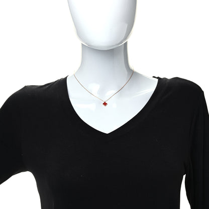 Van Cleef & Arpels 18K Rose Gold Carnelian Sweet Alhambra Pendant Necklace 2 of 6