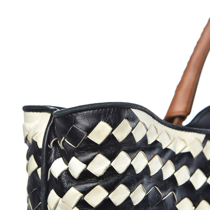Bottega Veneta Nappa Intrecciato Shopper Tote Black White 14 of 16