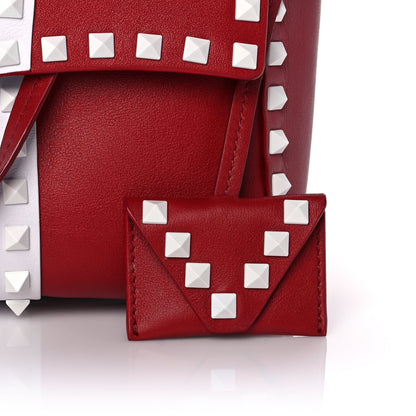 Valentino Garavani Vitello Colorblock Free Rockstud Top Handle Shoulder Bag Rosso Valentino White 8 of 8