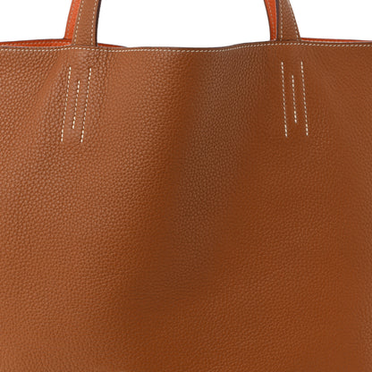 Hermes Taurillon Clemence Double Sens 45 Reversible Tote Orange Gold 12 of 22