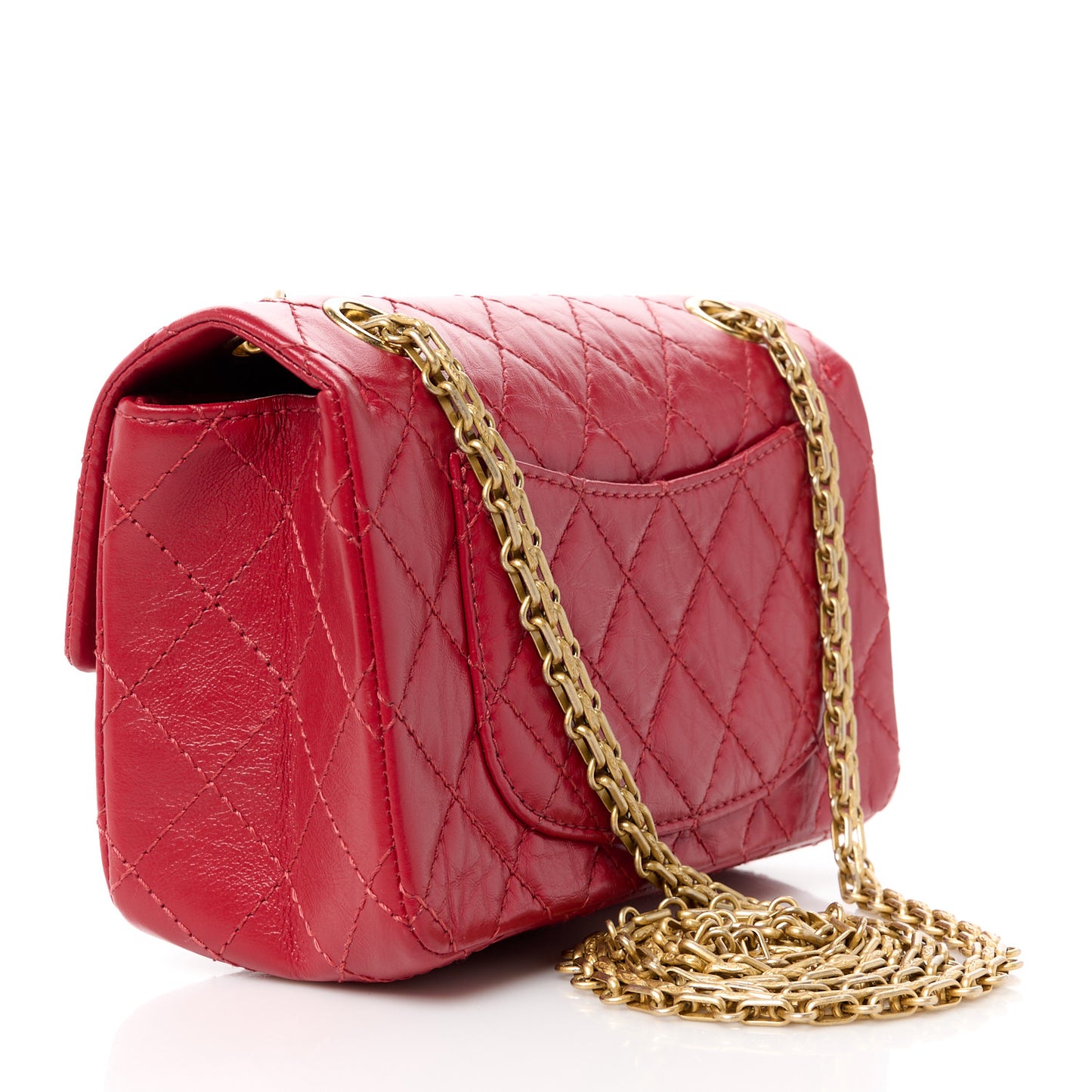 Aged Calfskin Quilted 2.55 Reissue Mini Flap Red