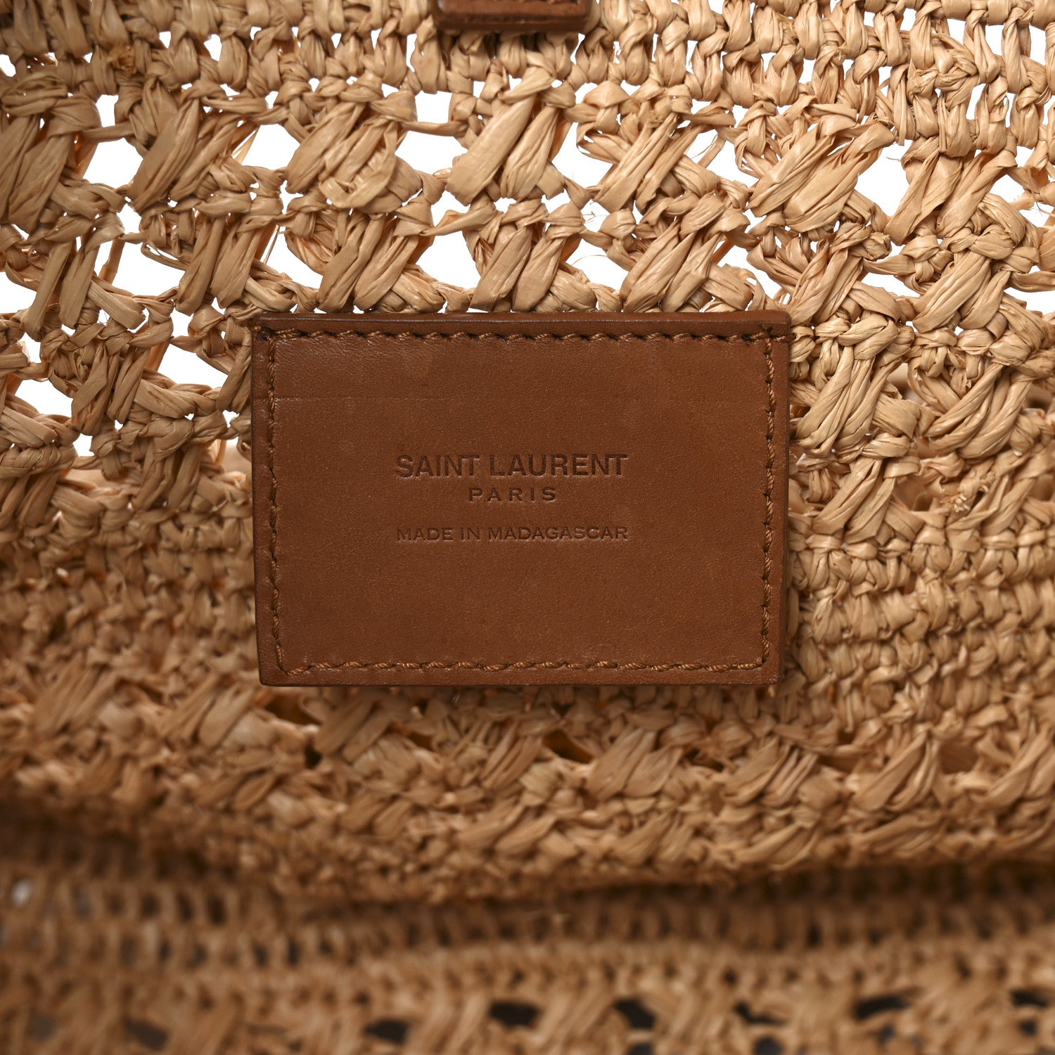 Saint Laurent Raffia Calfskin Small Panier Tote Naturel Naturel 6 of 11