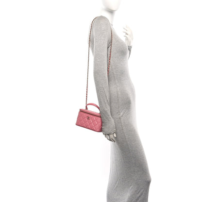Chanel Lambskin Quilted Small Top Handle Vanity Case With Chain Pink 2 of 12
