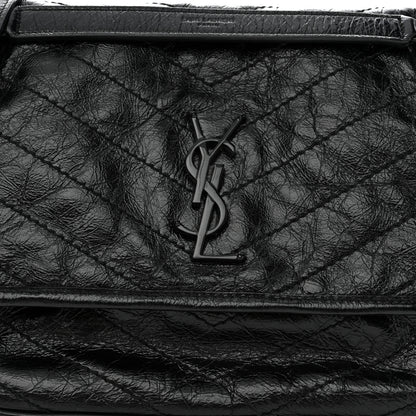 Saint Laurent Crinkled Calfskin Matelasse Monogram Medium Niki Chain Satchel Black 8 of 10
