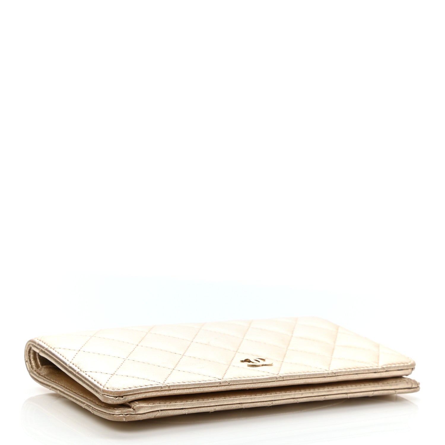 Chanel Metallic Lambskin Quilted Yen Wallet Gold 4 of 10