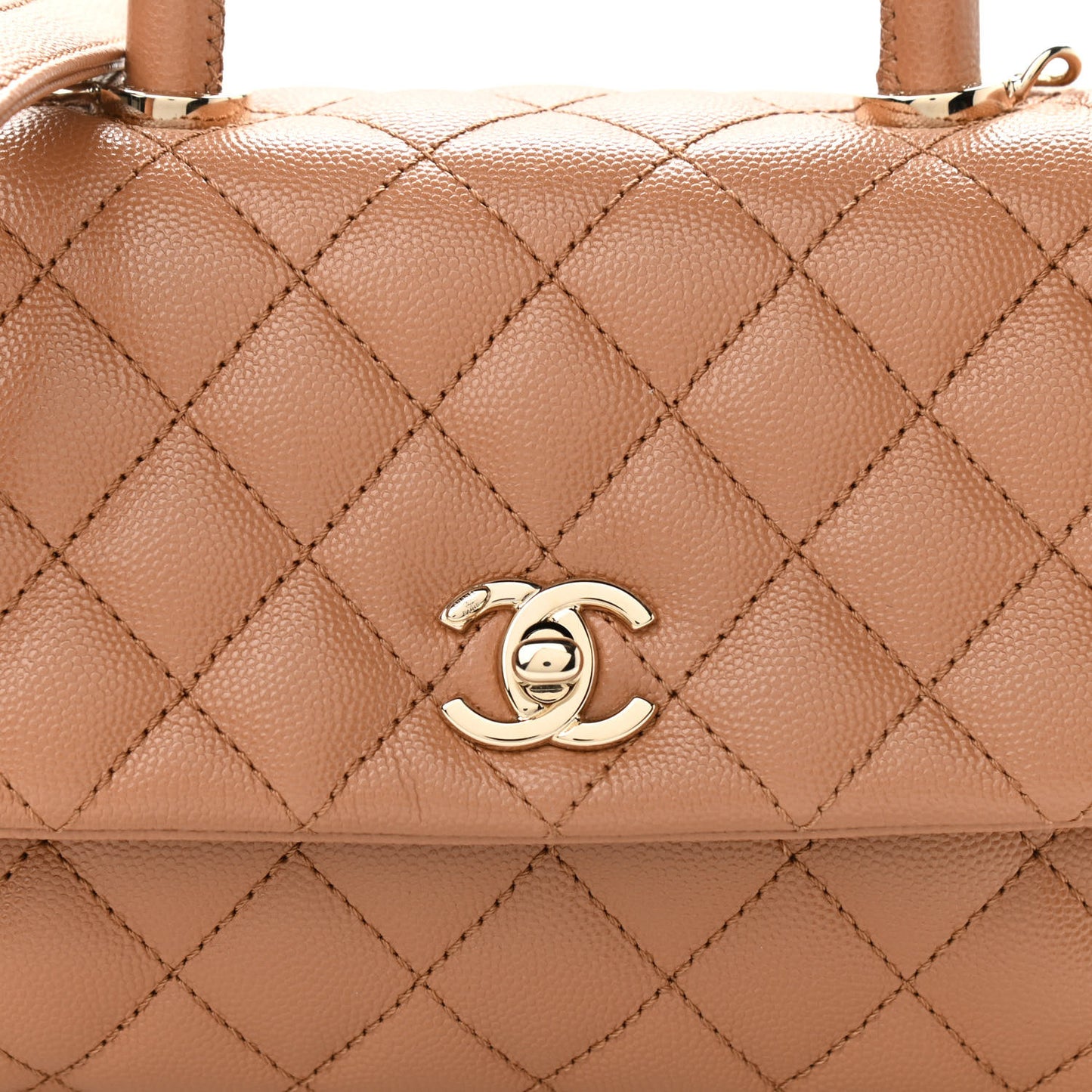 Caviar Quilted Lizard Embossed Mini Coco Handle Flap Brown