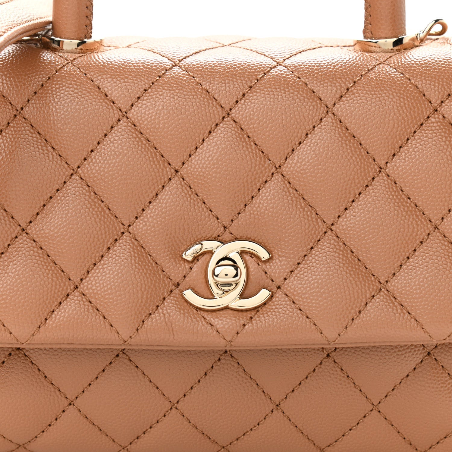 Chanel Caviar Quilted Lizard Embossed Mini Coco Handle Flap Brown 8 of 10