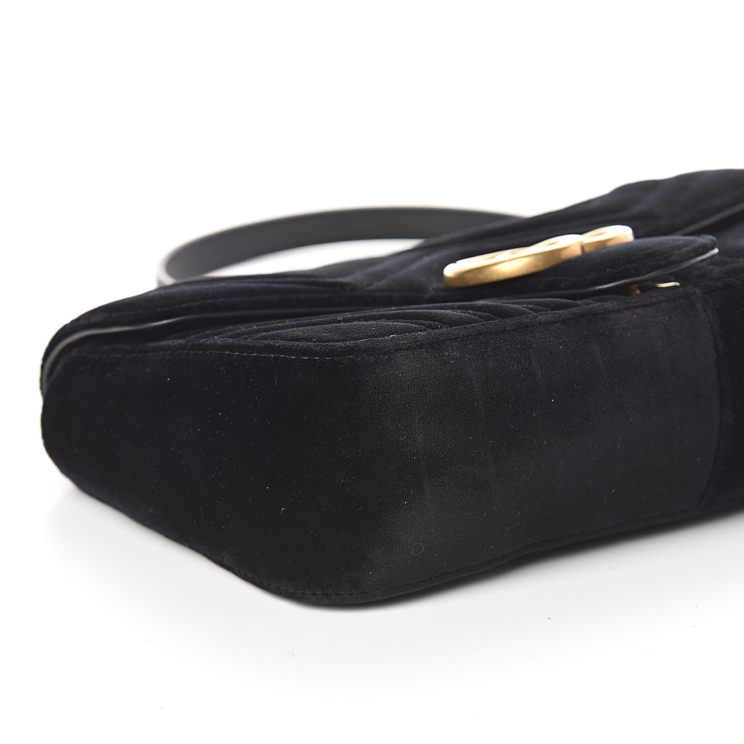 Gucci Velvet Matelasse Small GG Marmont Shoulder Bag Black 8 of 9