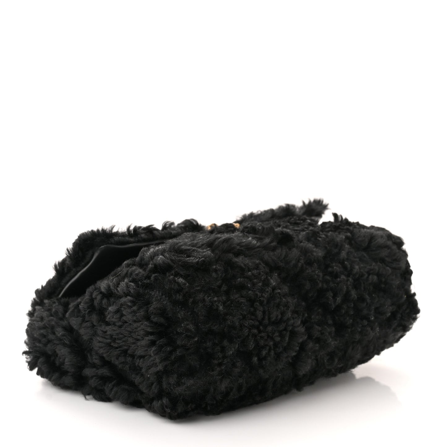 Shearling Sheepskin Large Chanel 19 Flap Black