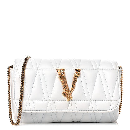 Versace Nappa Quilted Virtus Evening Bag White 1 of 15