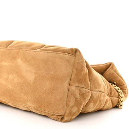 Saint Laurent Suede Calfskin Quilted Medium Loulou Puffer Monogram Chain Satchel Cinnamon 10 of 11