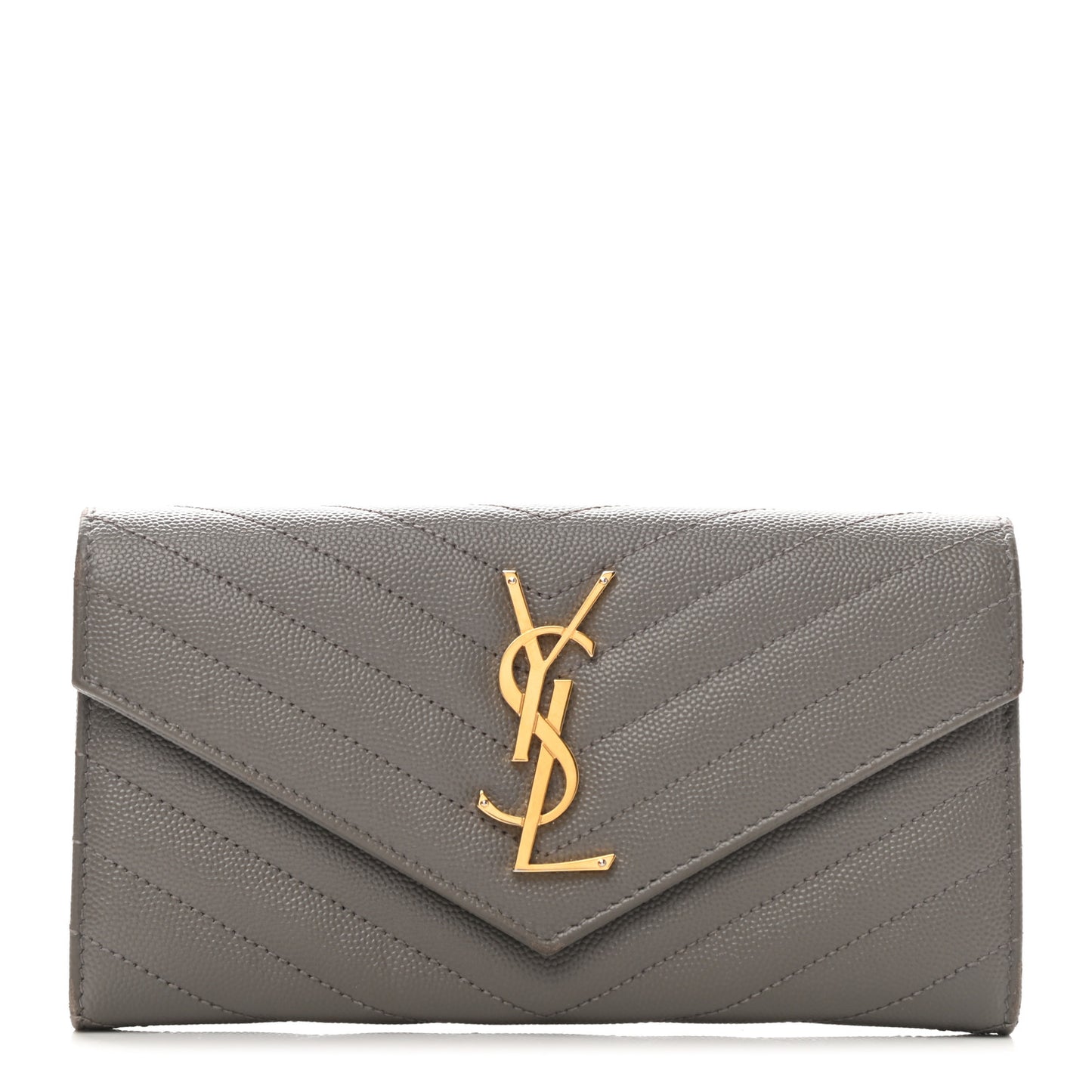 Grain De Poudre Matelasse Chevron Monogram Flap Wallet Fog