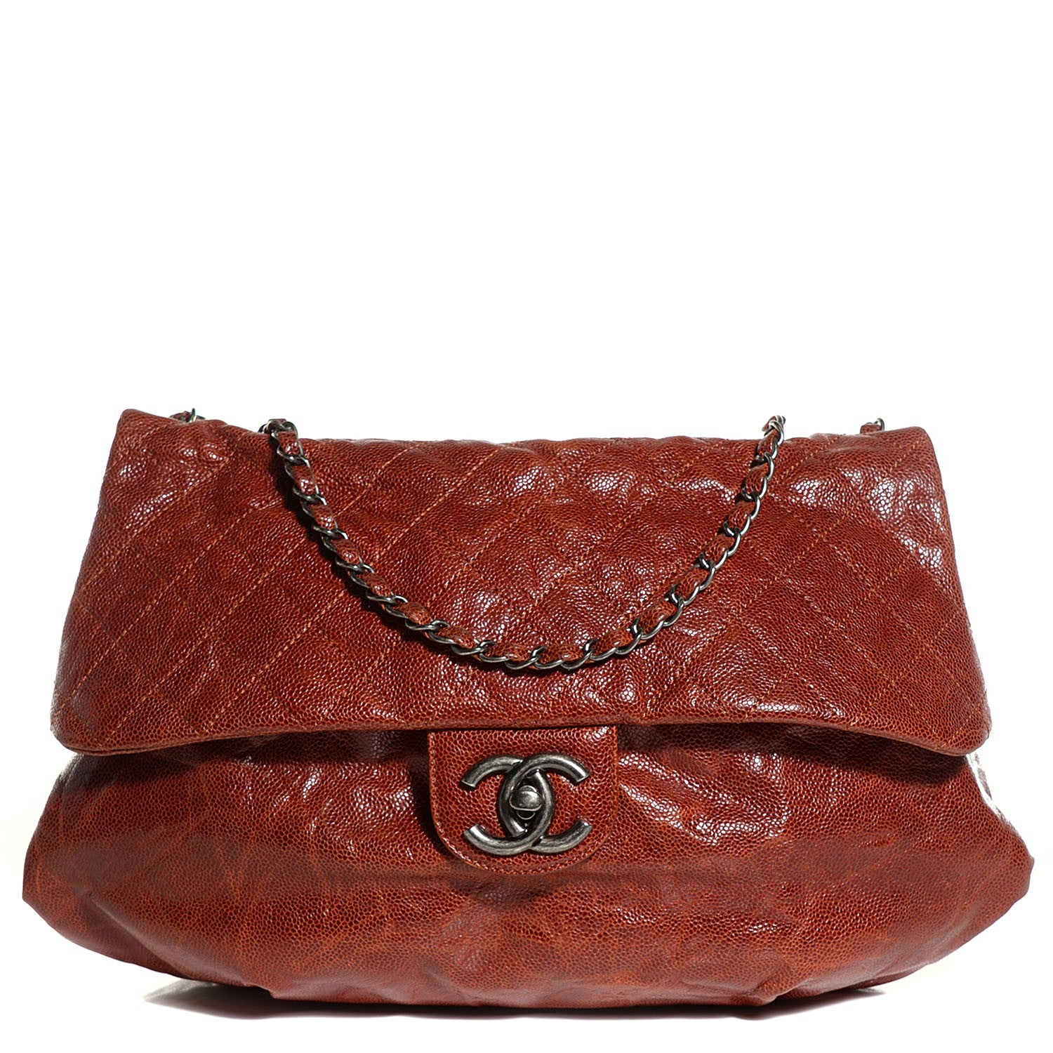 Chanel Grained Calfskin Quilted Maxi Elastic Flap Brown 1 of 8