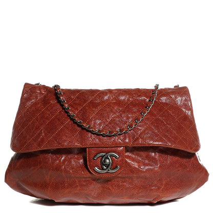 Chanel Grained Calfskin Quilted Maxi Elastic Flap Brown 1 of 8