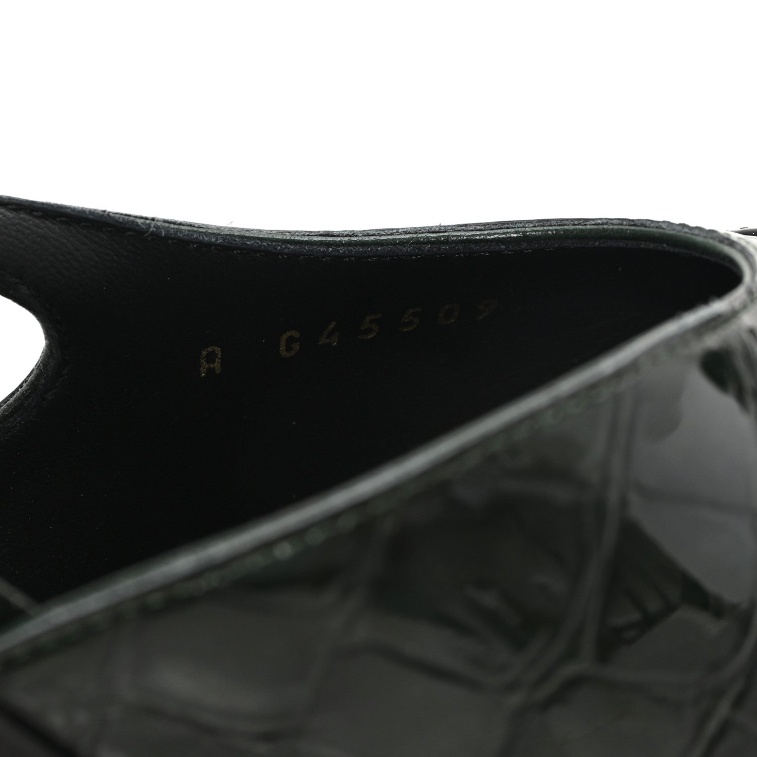 Chanel Patent Calfskin Crocodile Embossed Cap Toe CC Slingback 40 Dark Green Black 9 of 10