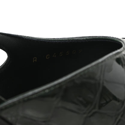 Chanel Patent Calfskin Crocodile Embossed Cap Toe CC Slingback 40 Dark Green Black 9 of 10