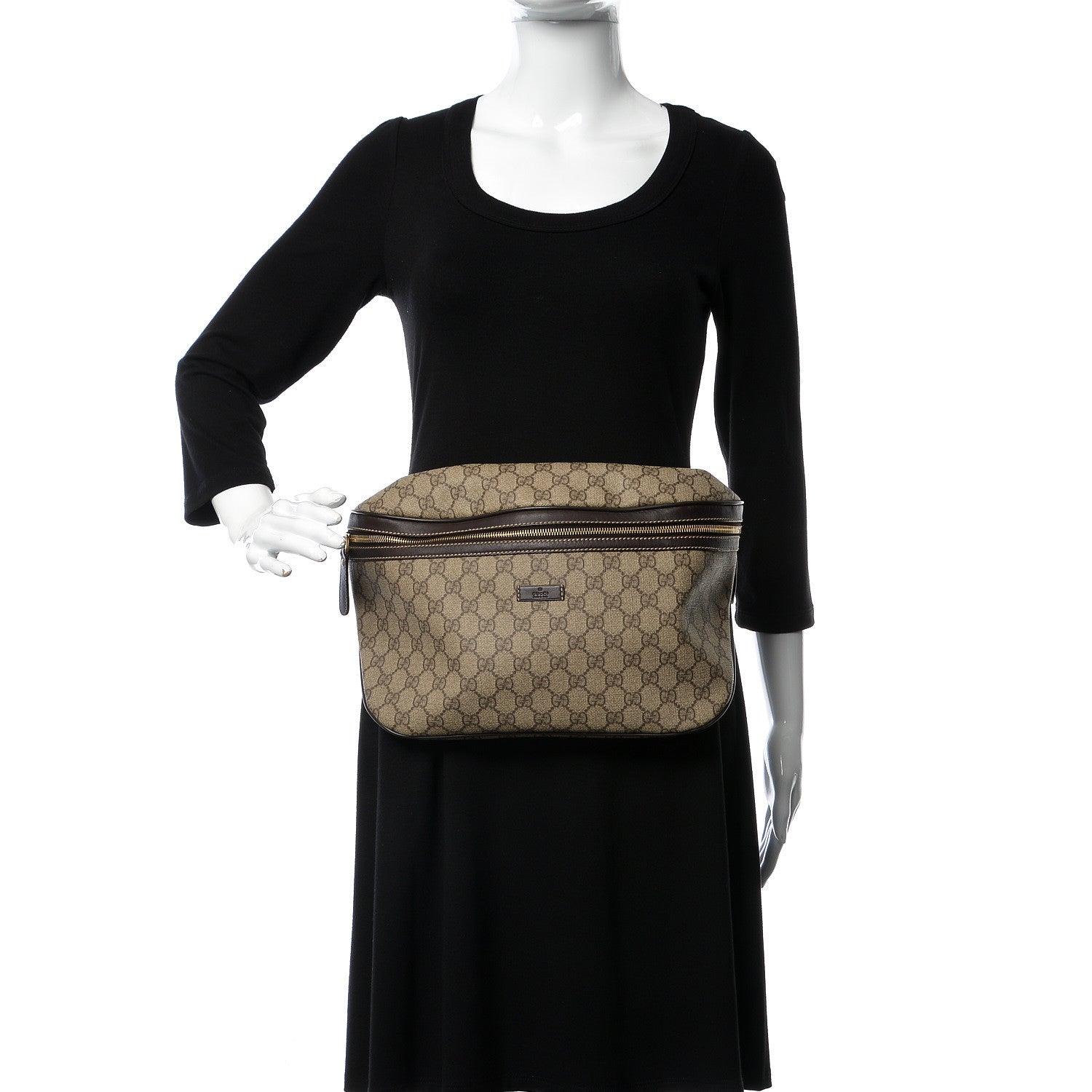 Gucci GG Supreme Monogram Belt Bag Dark Brown 2 of 10