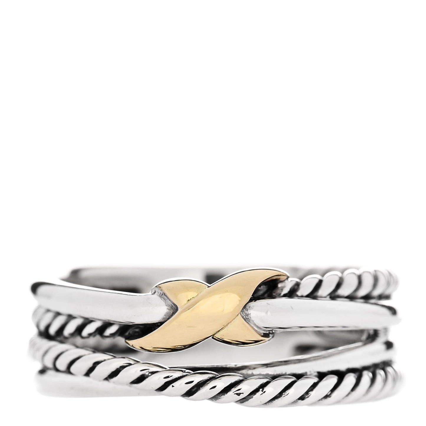 Sterling Silver 18K Yellow Gold 6mm X Crossover Ring 51 5.75