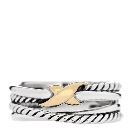 David Yurman Sterling Silver 18K Yellow Gold 6mm X Crossover Ring 51 5.75 1 of 4