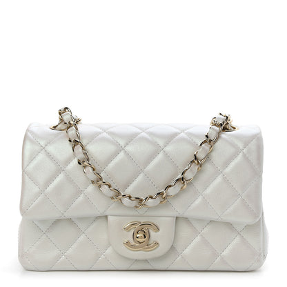 Chanel Iridescent Calfskin Quilted Mini Rectangular Flap White 1 of 9