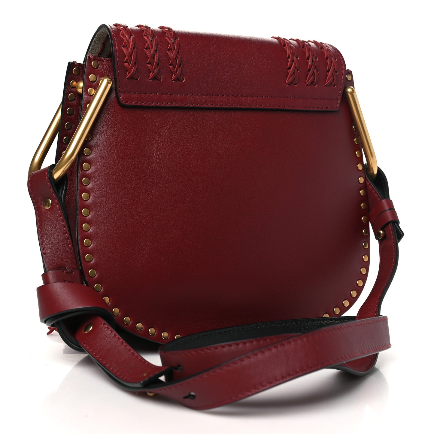 Calfskin Braided Small Hudson Shoulder Bag Sienna Red