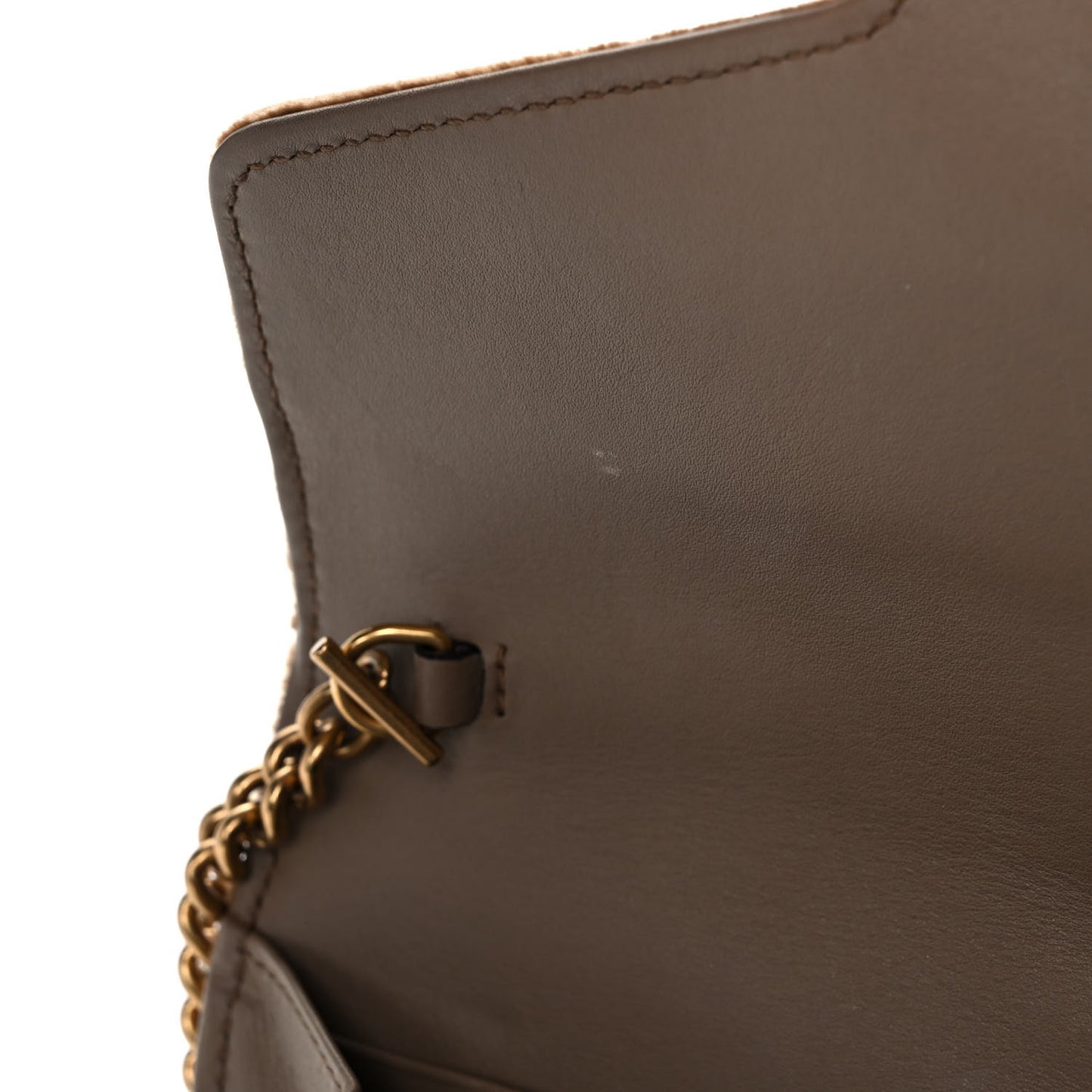 Velvet Matelasse GG Marmont Chain Wallet Taupe