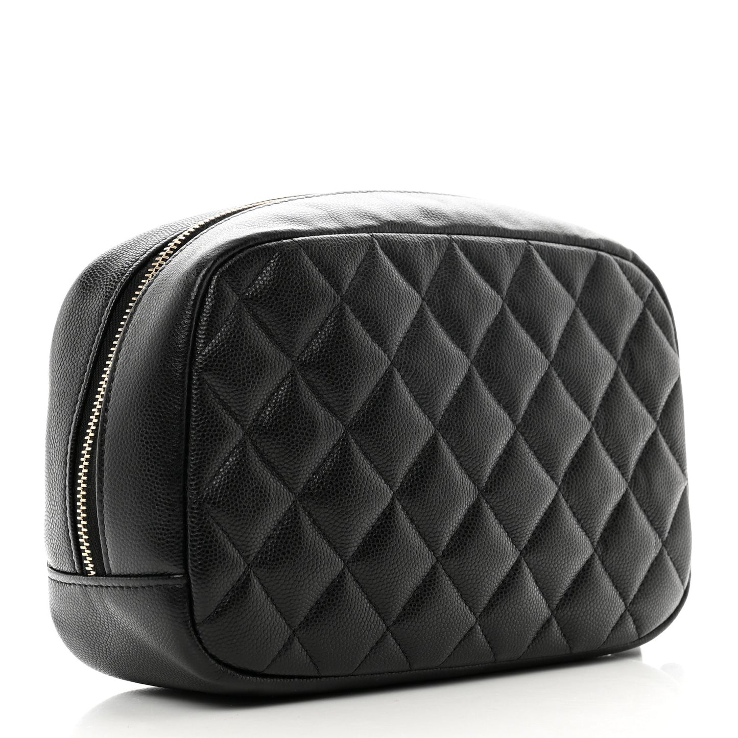 Caviar Quilted Medium Curvy Pouch Cosmetic Case Black