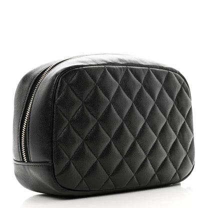 Chanel Caviar Quilted Medium Curvy Pouch Cosmetic Case Black 3 of 8