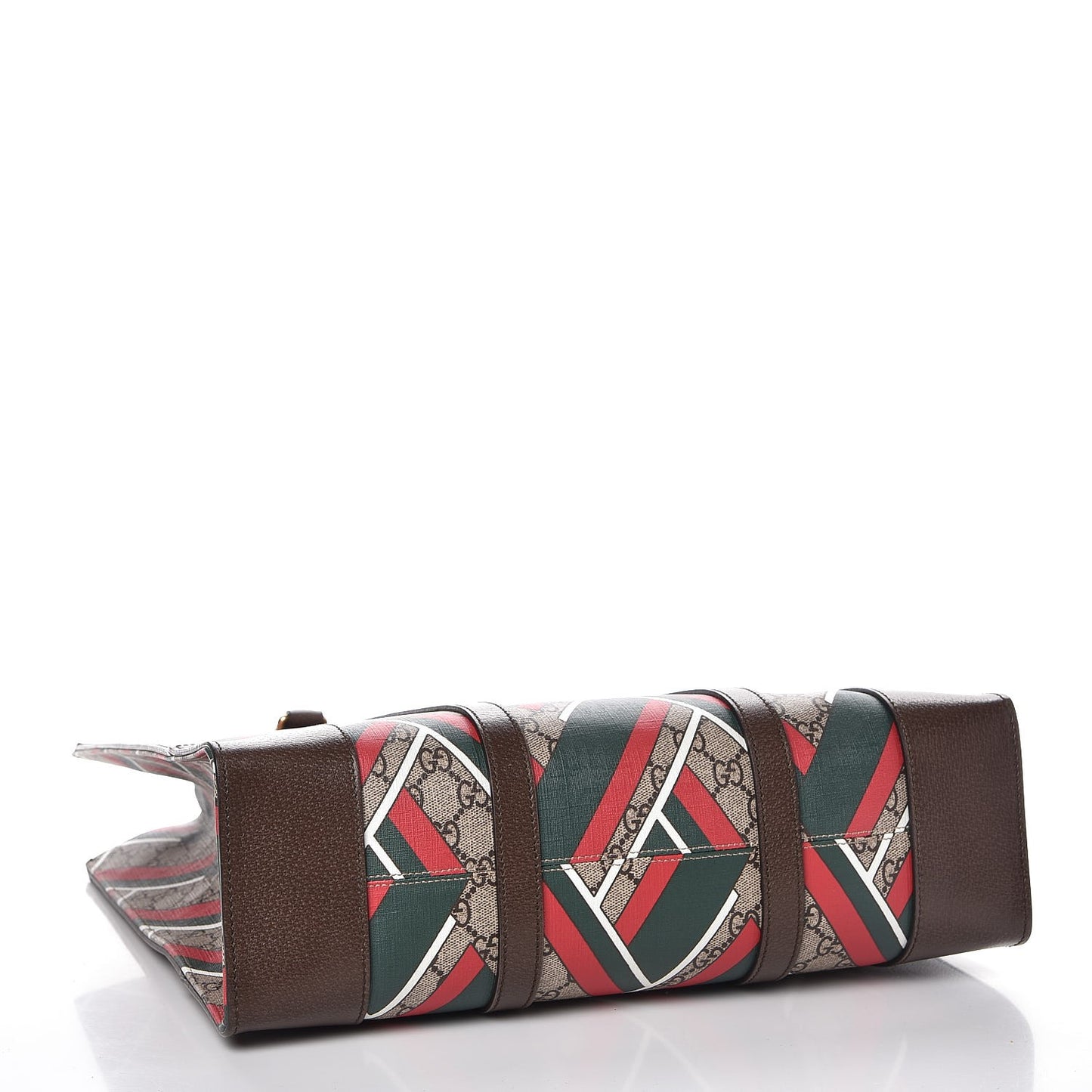 GG Supreme Monogram Chevron Web Vertical Tote Beige Green Red New Acero