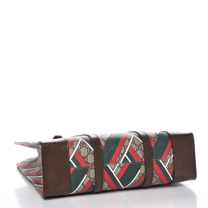 Gucci GG Supreme Monogram Chevron Web Vertical Tote Beige Green Red New Acero 4 of 7
