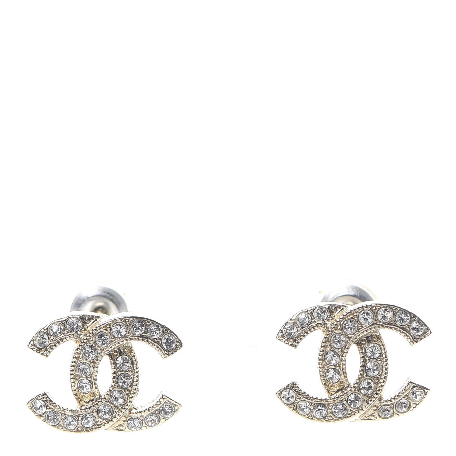 Chanel Crystal CC Earrings Gold 1 of 5