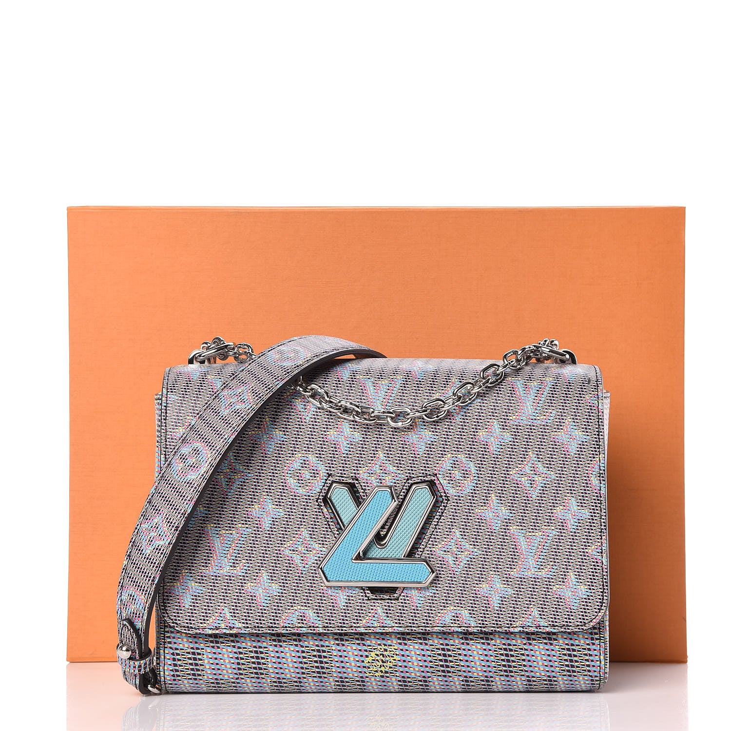 Louis Vuitton Calfskin Monogram LV Pop Twist Shoulder Bag MM Blue 10 of 10