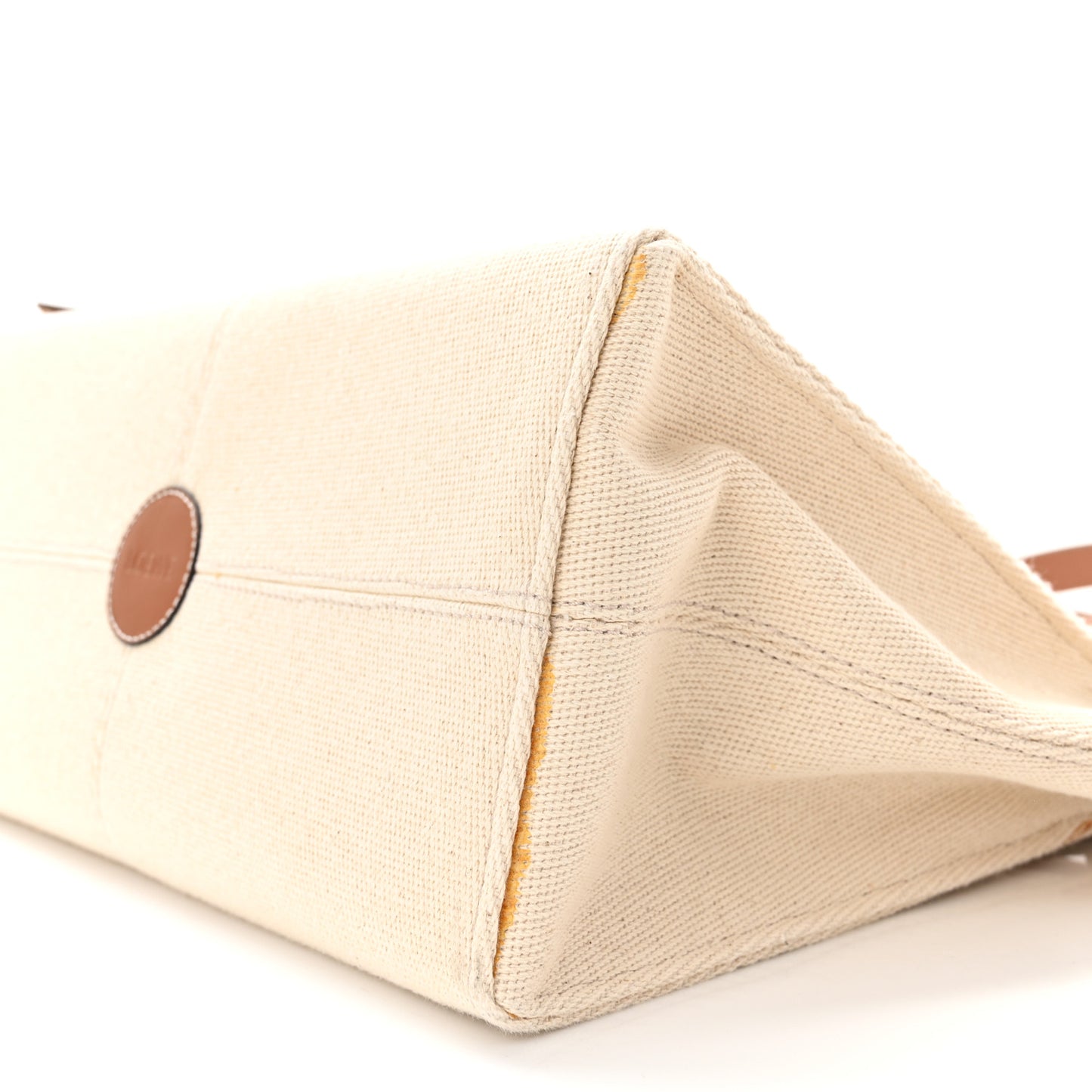 Canvas Calfskin Cushion Tote Beige