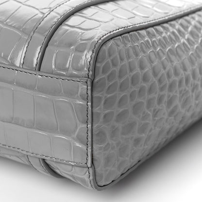 Balenciaga Shiny Calfskin Logo Crocodile Embossed XXS Everyday Tote Grey 8 of 8
