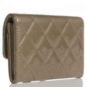 Patent Quilted Card Holder Light Gold