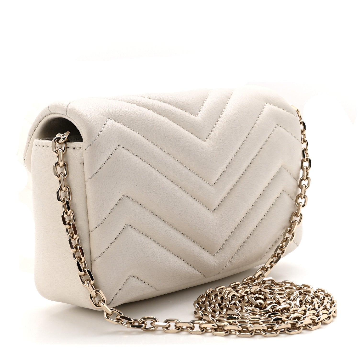Gucci Lambskin Matelasse Mini GG Marmont Shoulder Bag White 3 of 11
