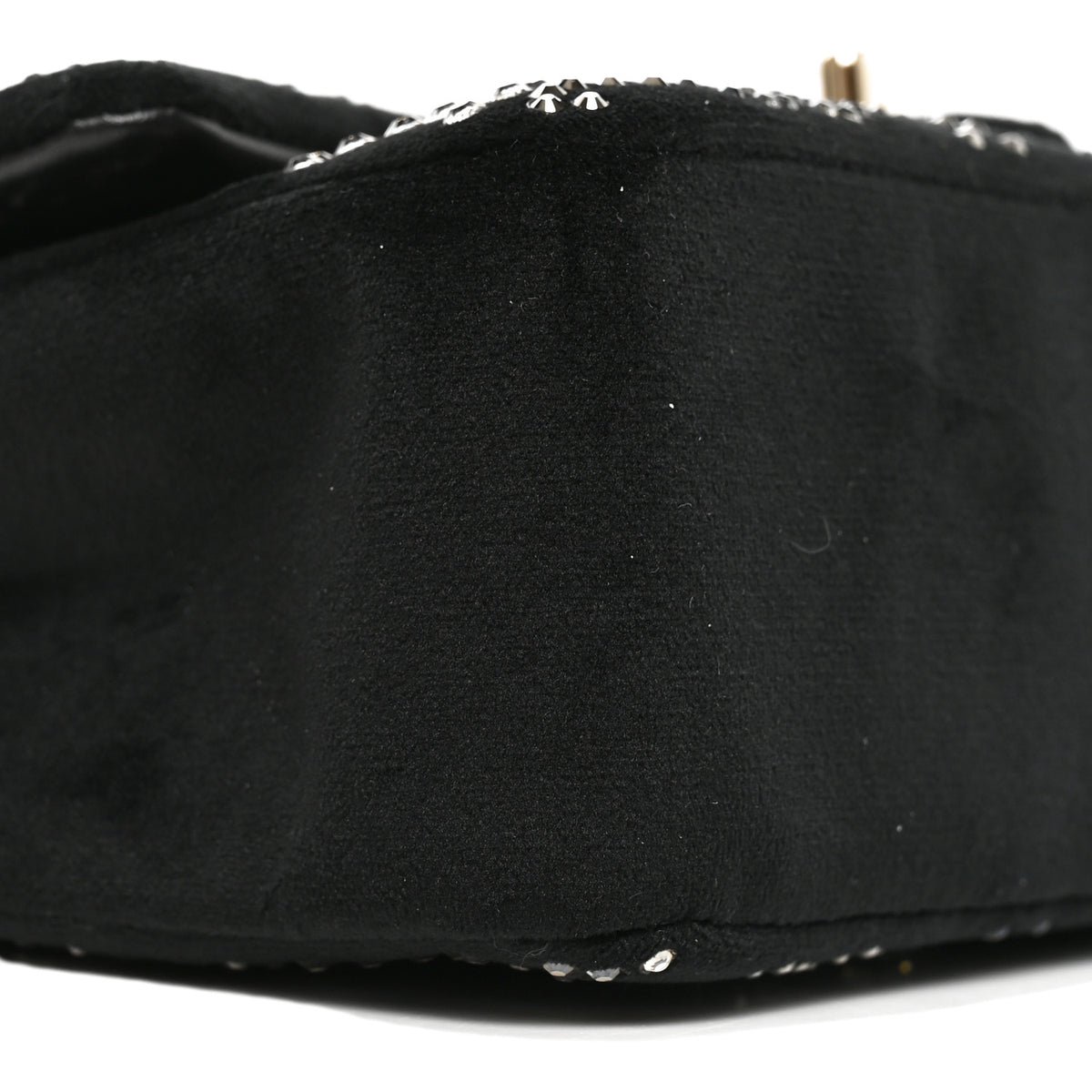 Velvet Crystal Mini Rectangular Flap Black